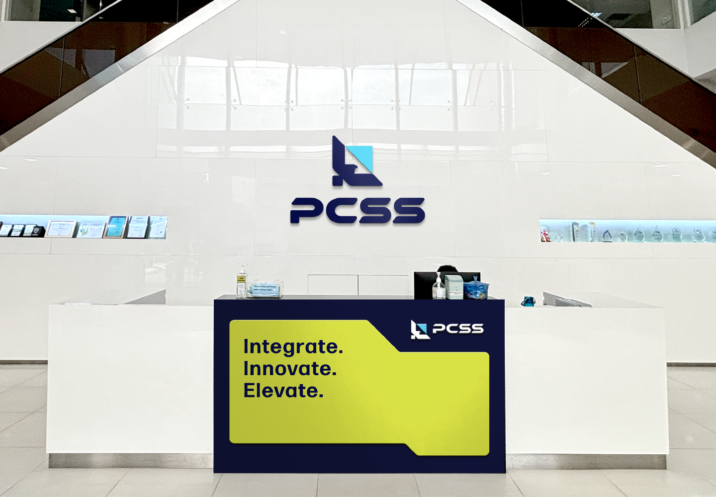 PCSS reception signage Innovative security solutions branding