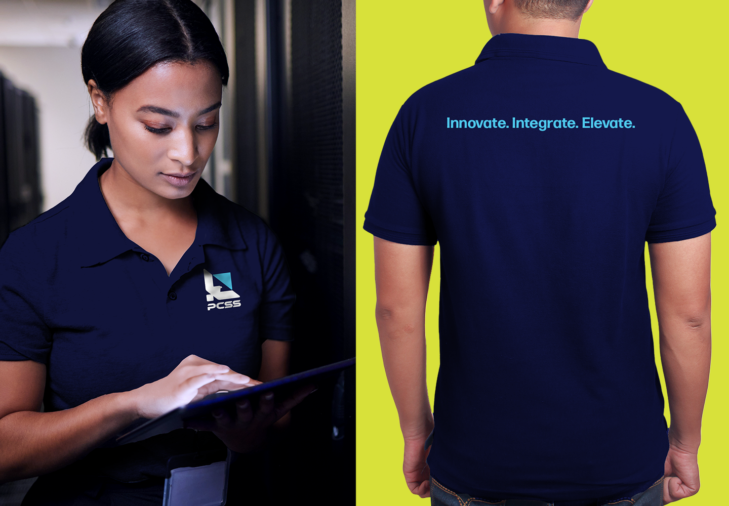 Technology and Telecommunications Branding: field polo shirts